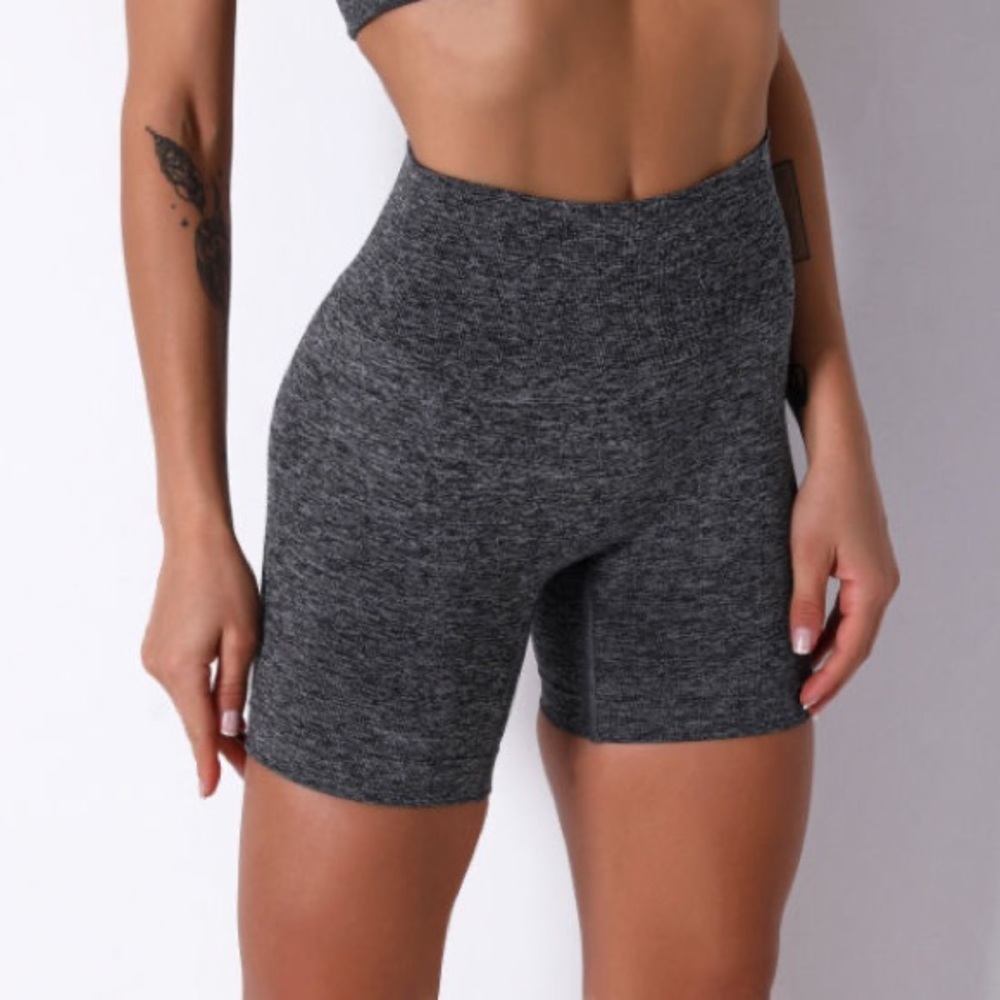 Balance Collection High Rise Biker Shorts Space Dye Stonewash Soft Grey Size XS